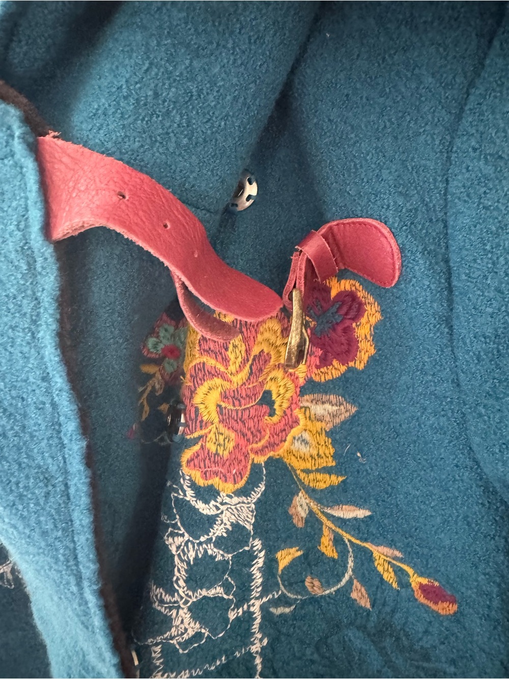 IVKO Teal Embroidered Hooded Wool Trench Coat - Picture 6 of 11